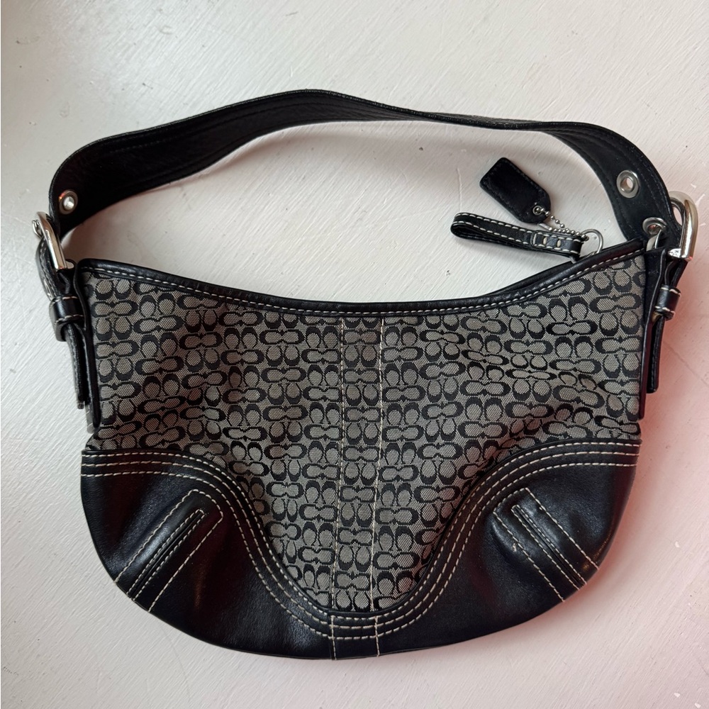 Coach Black and Gray Signature SoHo Boho Shoulder Bag